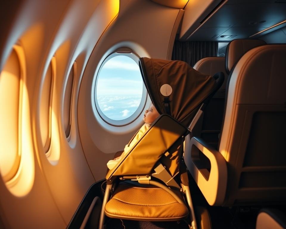 cochecito de bebé en avión